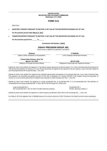 Thumbnail Vishay Precision Group
 10-Q Quarterly Report FY2012 