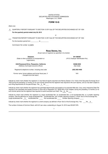 Thumbnail Ross Stores 10-Q Quarterly Report FY2012 