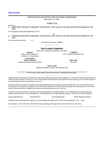 Thumbnail Clorox 10-Q Quarterly Report FY2013 