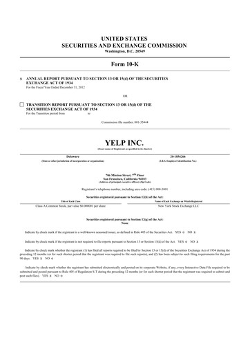 Thumbnail Yelp 10-K Annual Report 2012