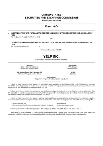 Thumbnail Yelp 10-Q Quarterly Report FY2013 