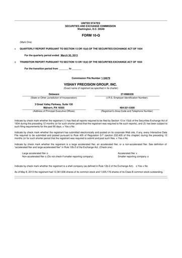 Thumbnail Vishay Precision Group
 10-Q Quarterly Report FY2013 