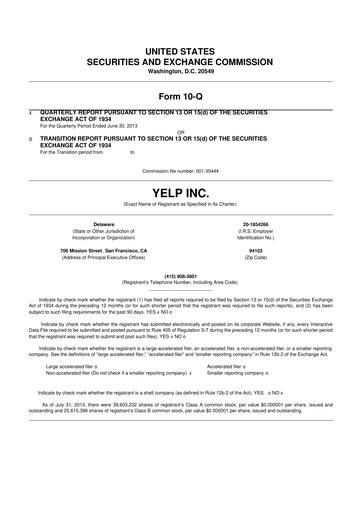 Thumbnail Yelp 10-Q Quarterly Report FY2013 