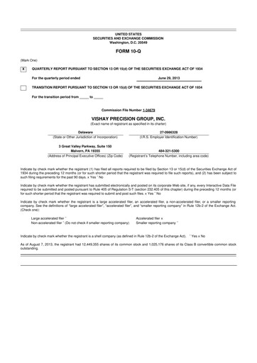 Thumbnail Vishay Precision Group
 10-Q Quarterly Report FY2013 