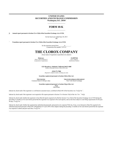 Thumbnail Clorox 10-K Annual Report 2013