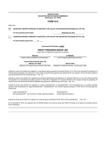 Thumbnail Vishay Precision Group
 10-Q Quarterly Report FY2013 