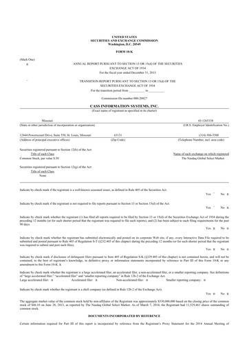 Thumbnail Cass Information Systems 10-K Annual Report 2013