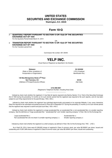 Thumbnail Yelp 10-Q Quarterly Report FY2014 