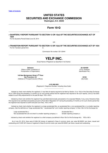 Thumbnail Yelp 10-Q Quarterly Report FY2014 