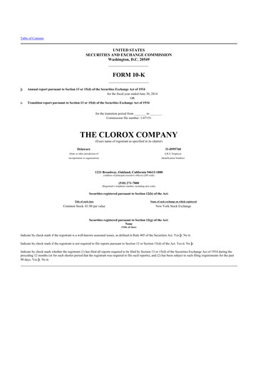 Thumbnail Clorox 10-K Annual Report 2014