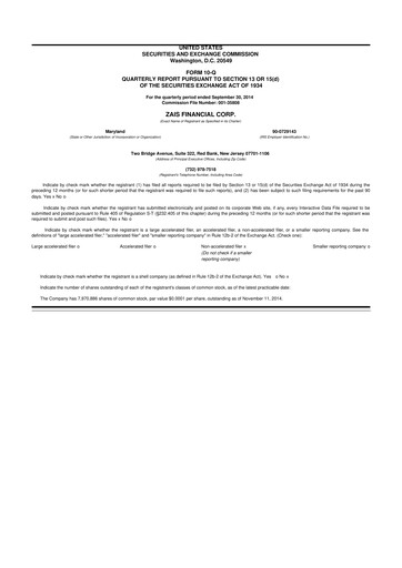 Thumbnail Ready Capital
 10-Q Quarterly Report FY2014 