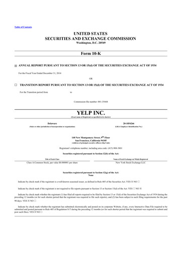 Thumbnail Yelp 10-K Annual Report 2014