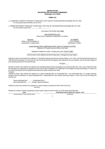 Thumbnail UMH Properties 10-Q Quarterly Report FY2015 
