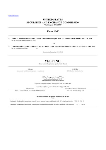 Thumbnail Yelp 10-K Annual Report 2015