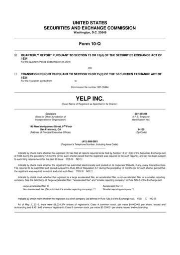 Thumbnail Yelp 10-Q Quarterly Report FY2016 