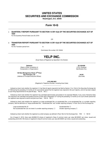 Thumbnail Yelp 10-Q Quarterly Report FY2016 
