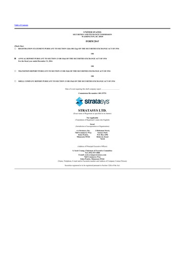 Thumbnail Stratasys 20-F Annual Report 2016