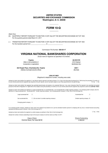 Vorschaubild Virginia National Bankshares 10-Q Quartalsbericht 2017 