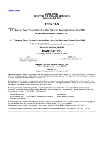 Thumbnail Transcat 10-Q Quarterly Report FY2018 