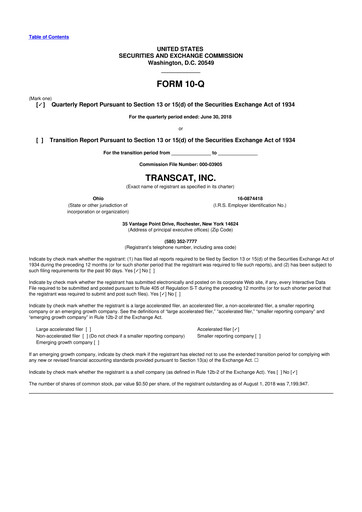 Thumbnail Transcat 10-Q Quarterly Report FY2019 