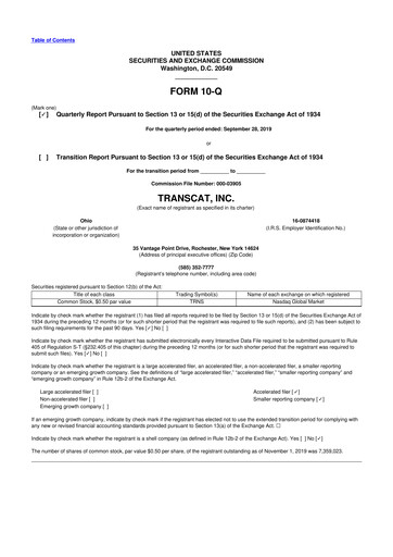 Thumbnail Transcat 10-Q Quarterly Report FY2020 