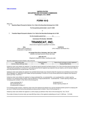 Thumbnail Transcat 10-Q Quarterly Report FY2020 