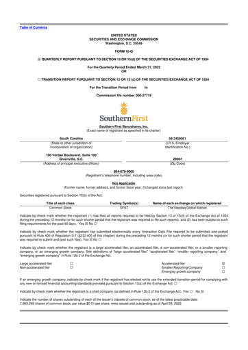 Thumbnail Southern First Bancshares 10-Q Quarterly Report FY2022 
