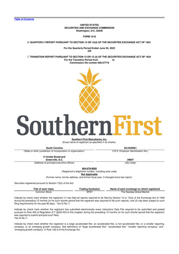 Thumbnail Southern First Bancshares 10-Q Quarterly Report FY2022 