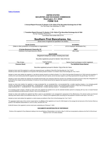 Thumbnail Southern First Bancshares 10-K Annual Report 2022