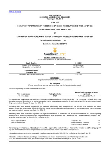 Thumbnail Southern First Bancshares 10-Q Quarterly Report FY2023 