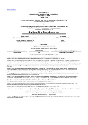 Thumbnail Southern First Bancshares 10-K Annual Report 2023