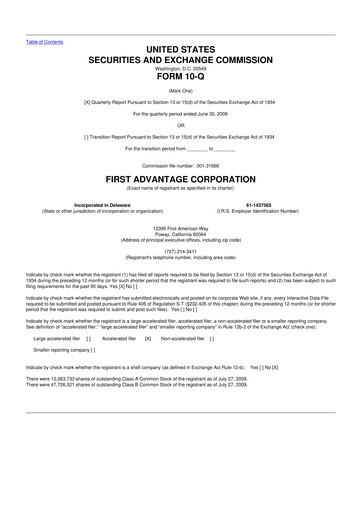 Miniature First Advantage 10-Q Rapport trimestriel  