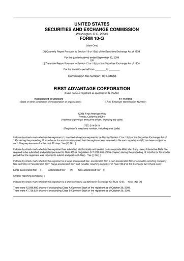 Miniature First Advantage 10-Q Rapport trimestriel  