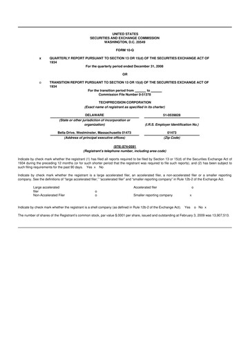 Thumbnail TechPrecision 10-Q Quarterly Report FY 