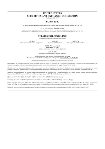 Thumbnail Celsius Holdings
 10-K Annual Report 