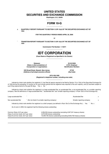 Thumbnail IDT Corporation
 10-Q Quarterly Report FY 
