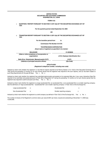 Thumbnail TechPrecision 10-Q Quarterly Report FY 