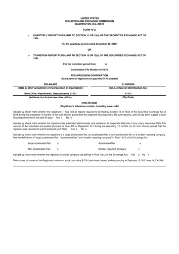 Thumbnail TechPrecision 10-Q Quarterly Report FY 