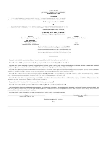 Thumbnail Pioneer Power Solutions 10-K Annual Report 