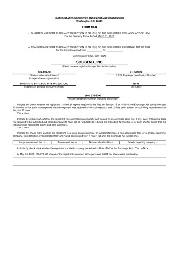 Thumbnail Soligenix 10-Q Quarterly Report FY 