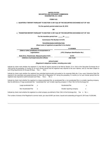 Thumbnail TechPrecision 10-Q Quarterly Report FY 