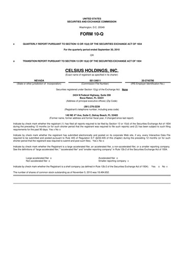 Thumbnail Celsius Holdings
 10-Q Quarterly Report FY 