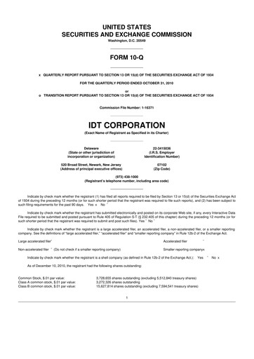 Thumbnail IDT Corporation
 10-Q Quarterly Report FY 