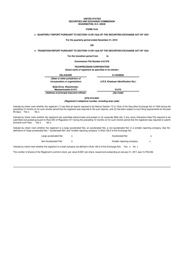 Thumbnail TechPrecision 10-Q Quarterly Report FY 