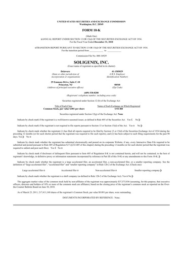 Thumbnail Soligenix 10-K Annual Report 