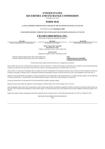 Thumbnail Celsius Holdings
 10-K Annual Report 