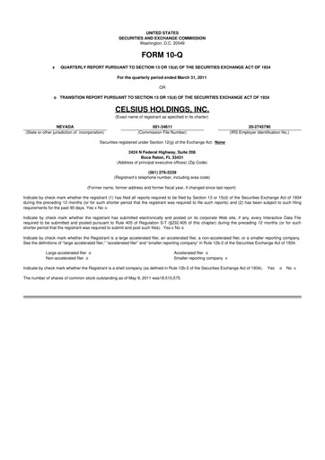 Thumbnail Celsius Holdings
 10-Q Quarterly Report FY 