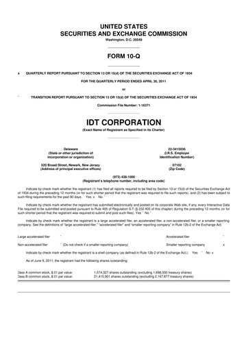 Thumbnail IDT Corporation
 10-Q Quarterly Report FY 