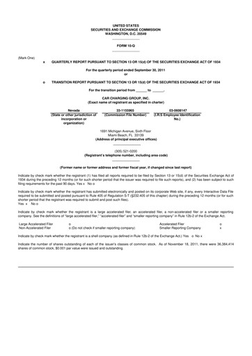 Miniature Blink Charging
 10-Q Rapport trimestriel 2011 