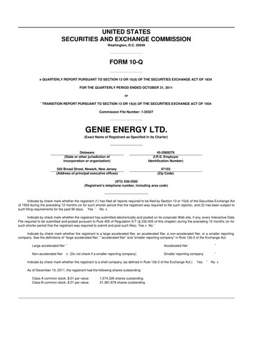 Thumbnail Genie Energy
 10-Q Quarterly Report FY2012 